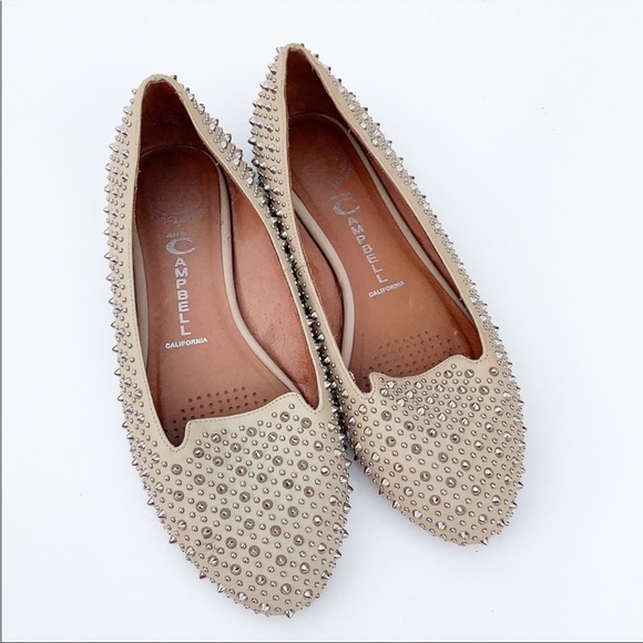 Jeffrey Campbell Martini Spike Studded Cream Flats - Picture 1 of 7